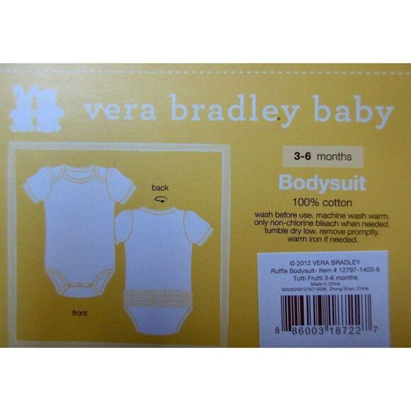 Vera Bradley Baby Tutti Frutti Ruffled Bottom Bodysuit Boxed Sz 3-6 Months NEW - Picture 7 of 7